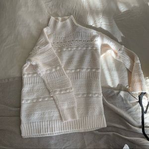 lou & grey cream bobble mock neck sweater